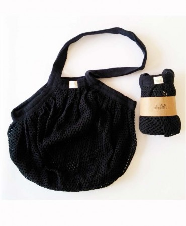 STARNET Bag, Τσάντα με πυκνό δίχτυ από βιολογικό βαμβάκι - Black