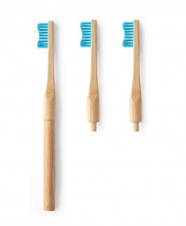 HUMBLE Οδοντόβουρτσα μπαμπού ενηλίκων, 1 λαβή x 3 αντικαταστήσιμες κεφαλές - SOFT BLUE