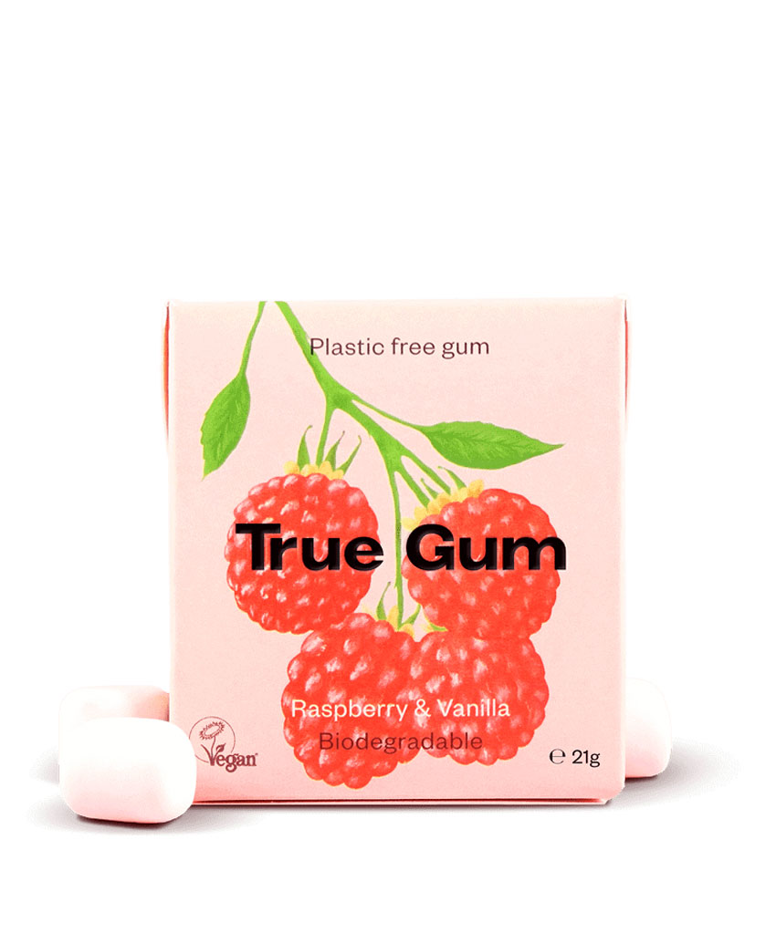 Φυσικές τσίχλες TRUE GUM sugar free - Raspberry & Vanilla