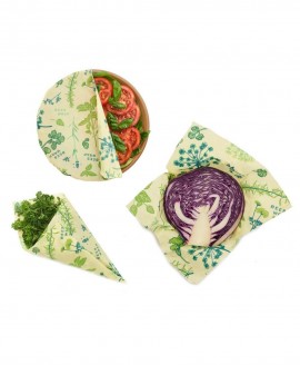 VEGAN BEE'S WRAP Κερομάντηλα HERB GARDEN - PACK 3 τεμ. (S,M,L)