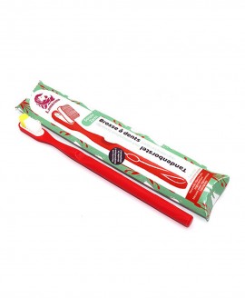 Lamazuna Οδοντόβουρτσα από φυτικό βιοπλαστικό με επαναχρησιμοποιήσιμη λαβή - Red