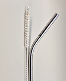 SET Μεταλλικό Ανοξείδωτο Καλαμάκι BUNKOZA® ΚΥΡΤΟ 6mm - 21cm + Βούρτσα με φυτικές ίνες Tampico