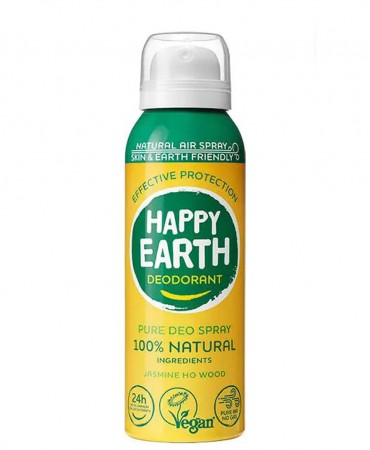 Air Deo Spray 100% Φυσικό Αποσμητικό Σώματος HAPPY EARTH 100ml - Jasmine & Ho Wood