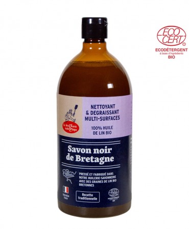Υγρό Παραδοσιακό Μαύρο Σαπούνι Βρετάνης , από 100% Bio-λινέλαιο για γενικό καθαρισμό 1L