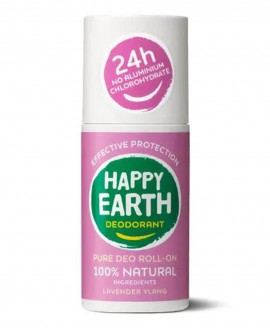 Roll-on 100% Φυσικό Αποσμητικό Σώματος HAPPY EARTH 75ml - Lavender & Ylang-ylang