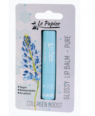 Glossy Lip Balm με Φυτικό Κολλαγόνο Le Papier - PURE