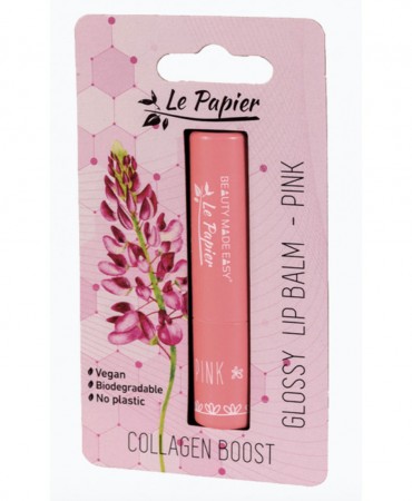 Glossy Lip Balm με Φυτικό Κολλαγόνο Le Papier - PINK