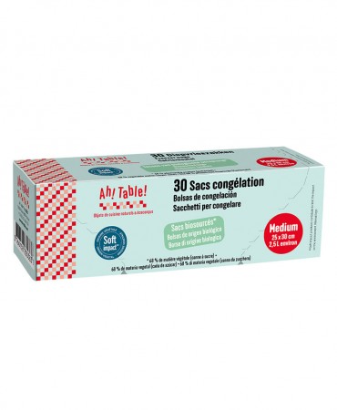 Medium 2,5L - PACK 30 Οικολογικές Σακούλες Κατάψυξης Ah! Table! 25 x 30 cm